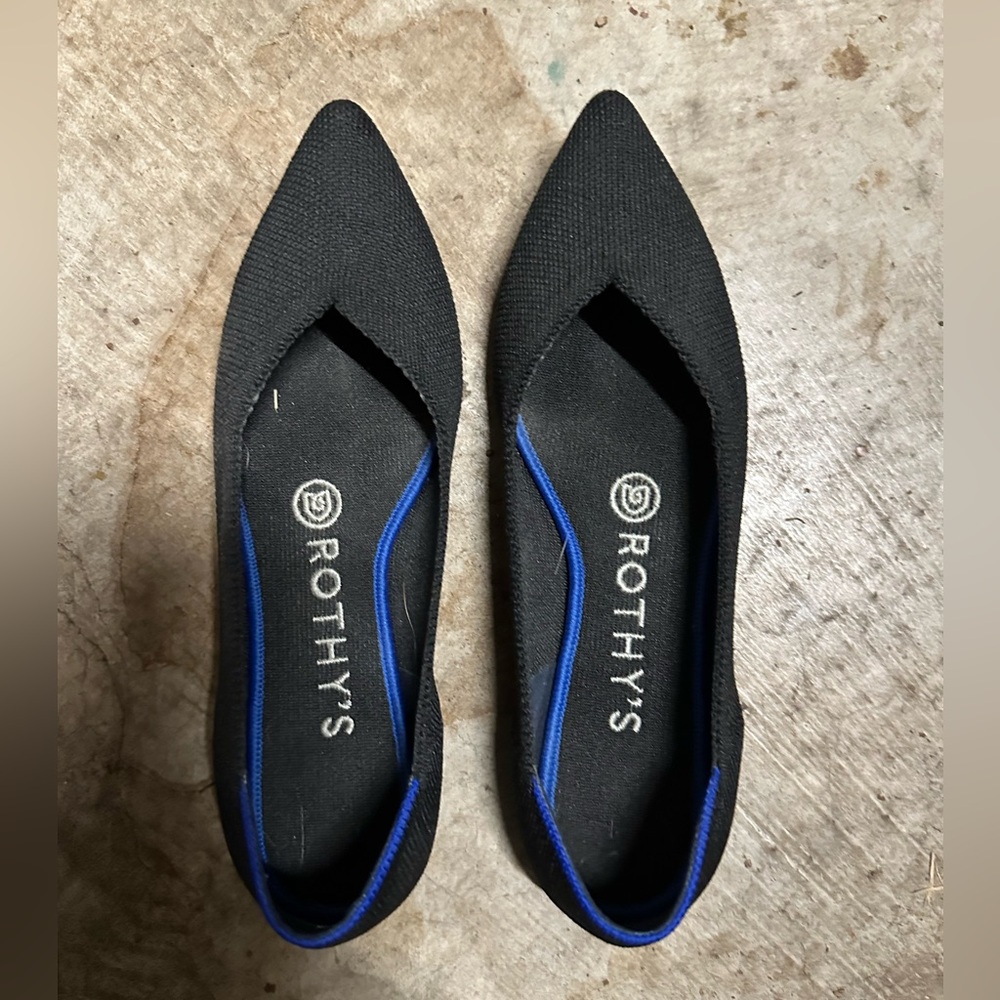 Rothy’s pointed toe ballet flats black size 5